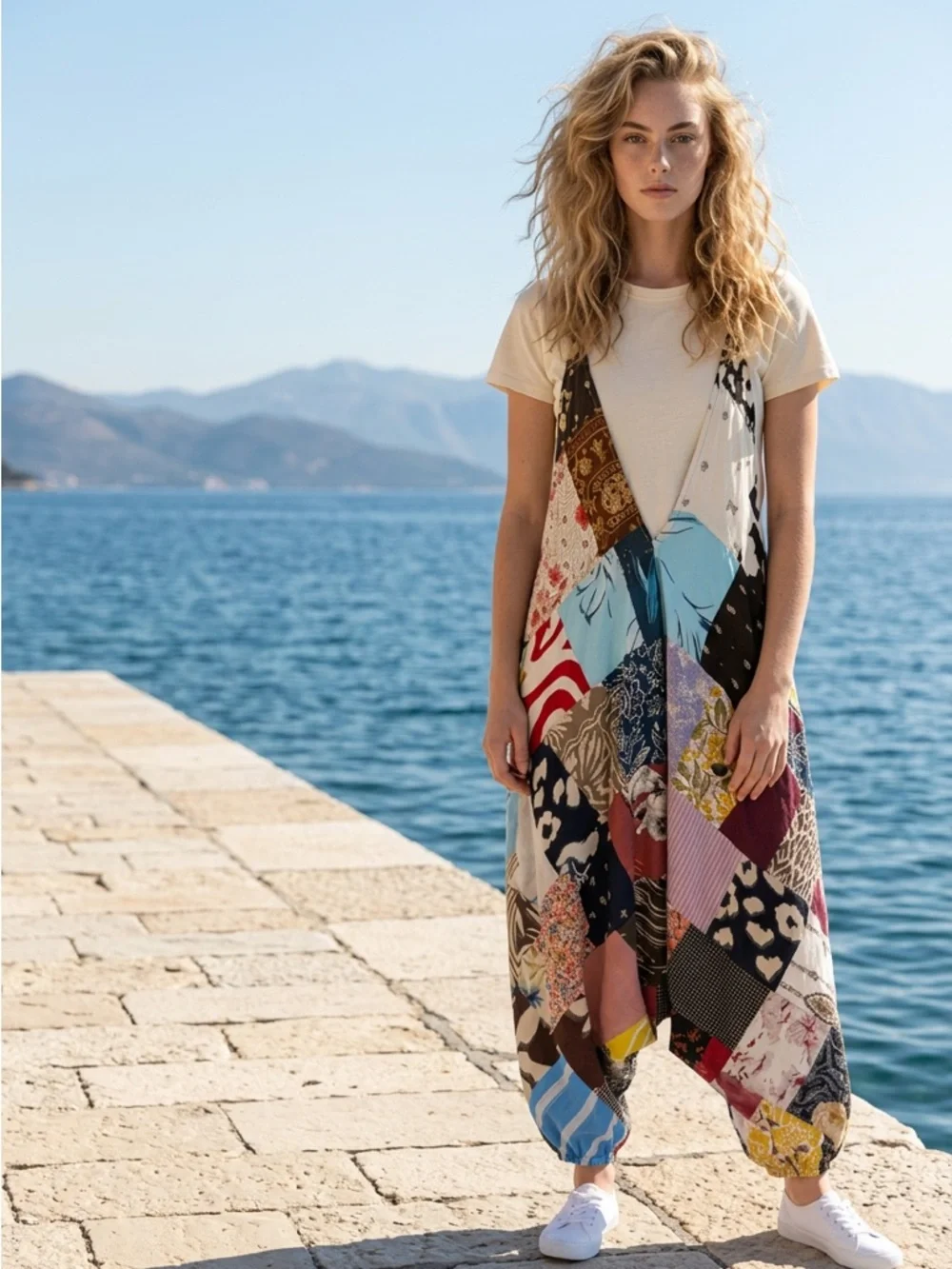Bohemian Patchwork Jumpsuit - Multicolor - Picture 1 of 5